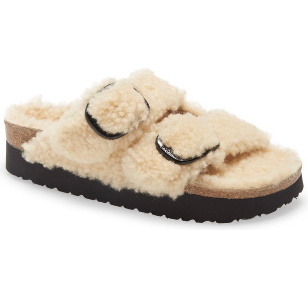Birkenstock Big Buckle Genuine Shearling Slide